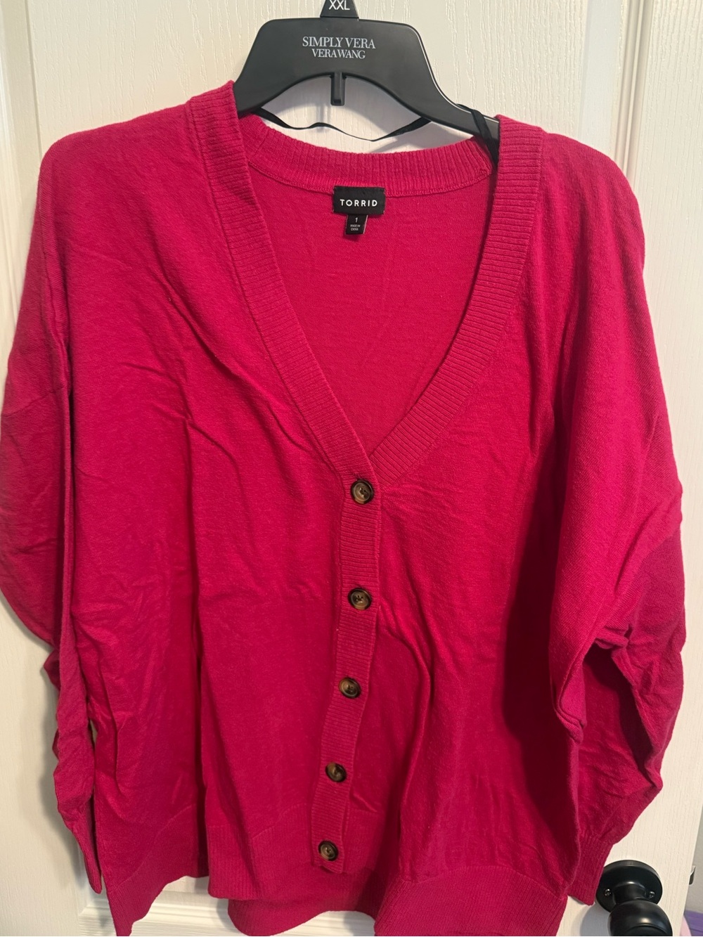 torrid Bright Fuchsia Button V-Neck Cardigan